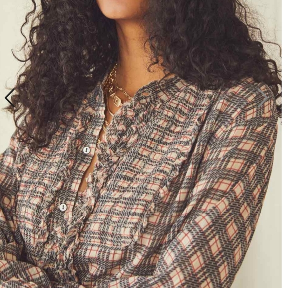 Free People One Plaid Miles Tuxedo Shirt Size Xs - Picture 3 of 14